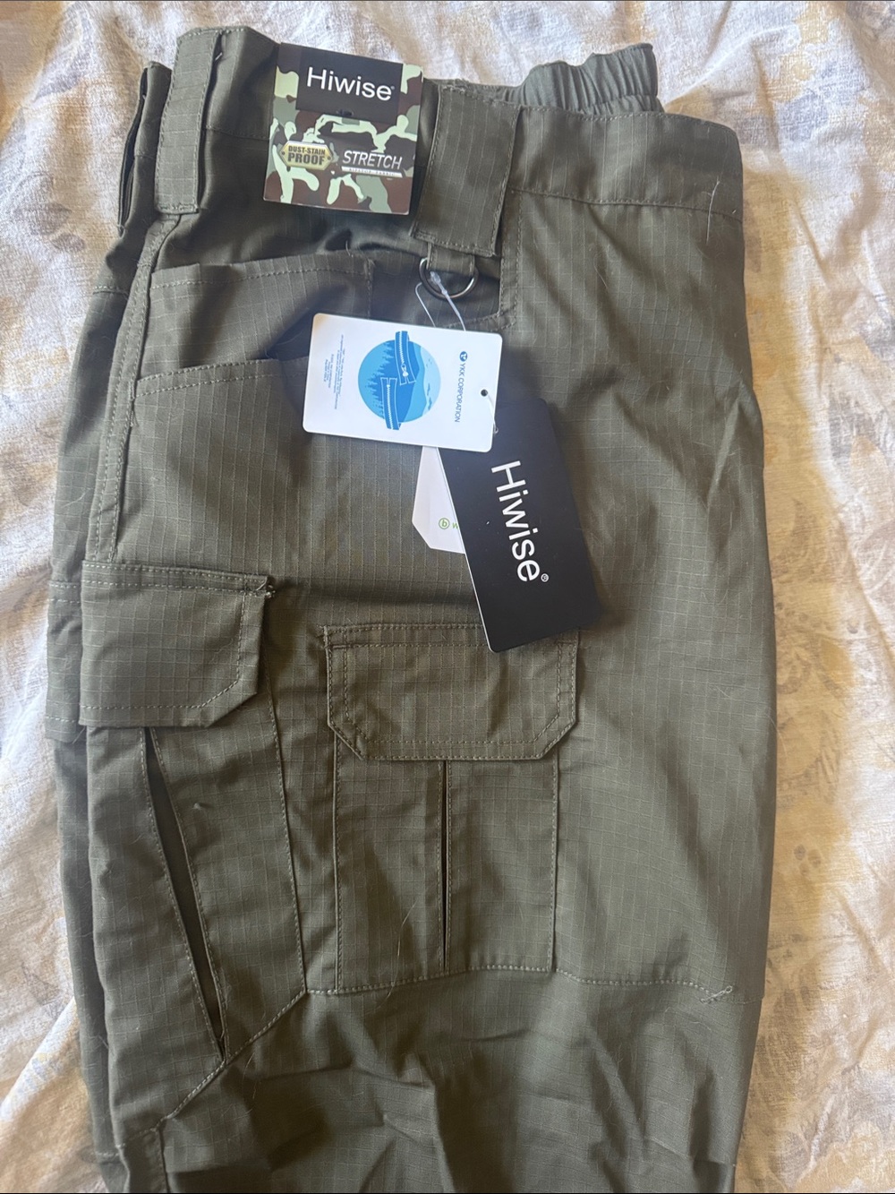 Men's Olive Cargo Pants - Stretch Ripstop Utility
